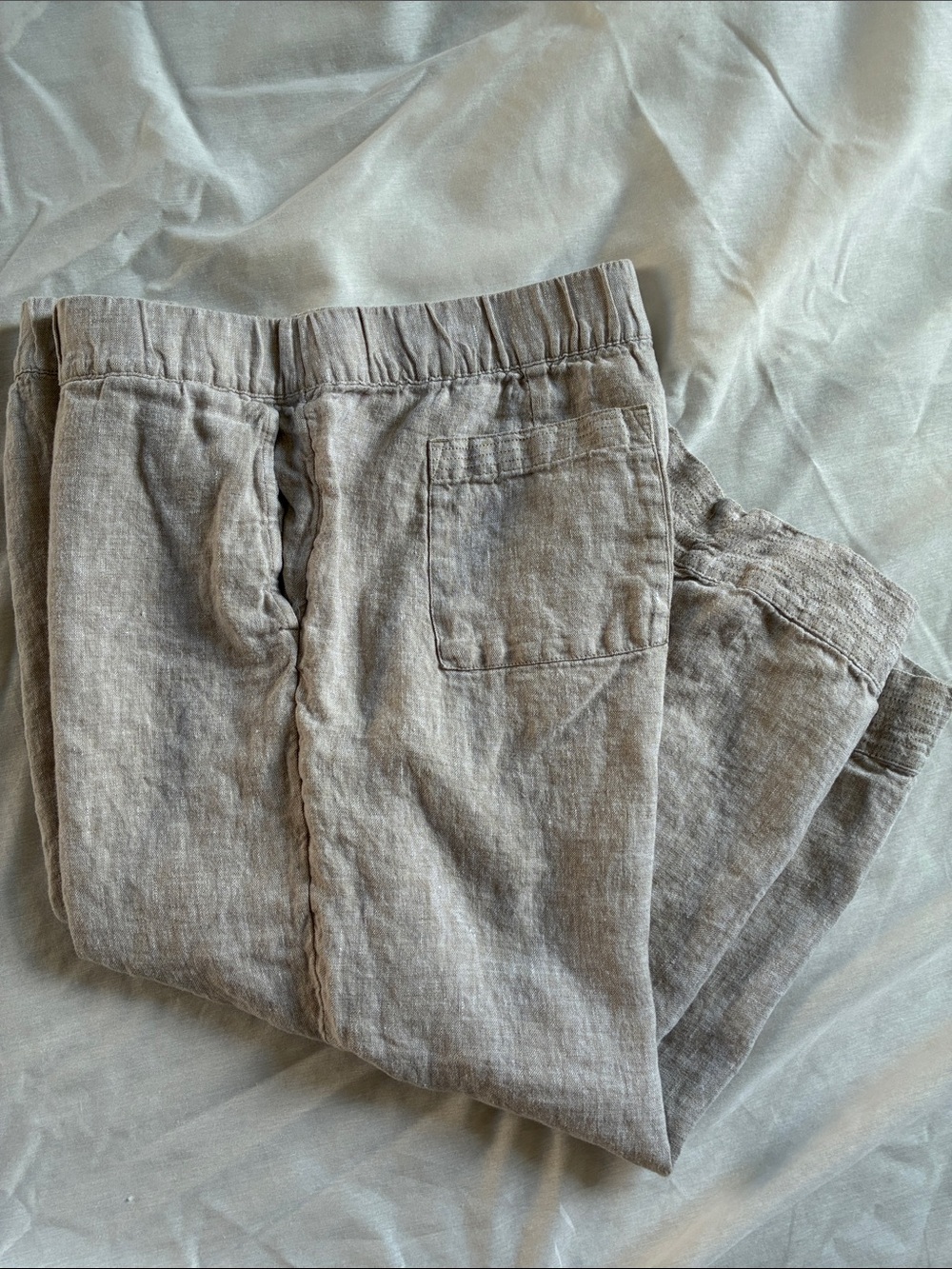 J. Jill Lightweight Cropped Linen Pants in Taupe size large